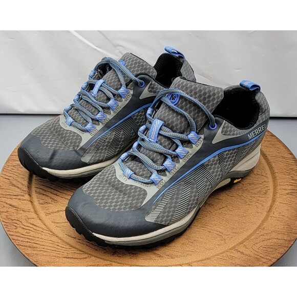 Merrell 'Monument' Women’s Grey Hiking Shoes Size 6.5 Vibram Sole & Blue Accents - Picture 7 of 14